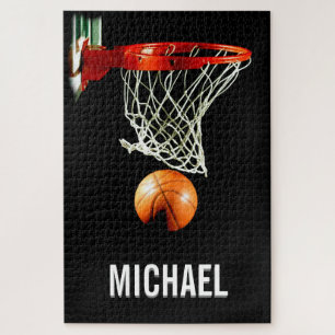 Quebra-cabeça Seu nome é Trabalho de arte de basquete personaliz