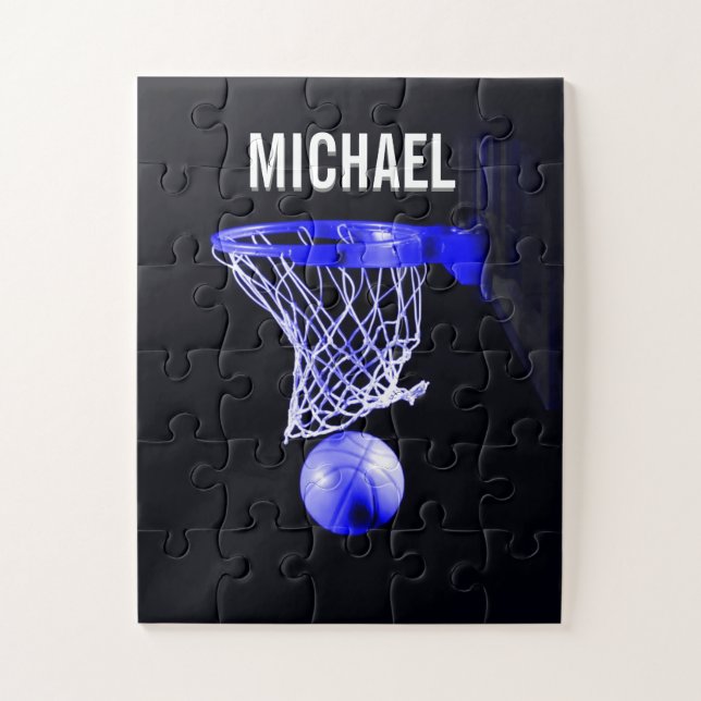 Quebra-cabeça Seu nome é Trabalho de arte de basquete personaliz (Vertical)