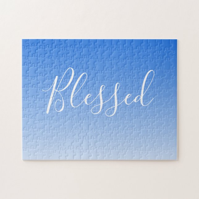 Quebra-cabeça Seu nome ou palavra | Gradiente de Ombre Azul (Horizontal)