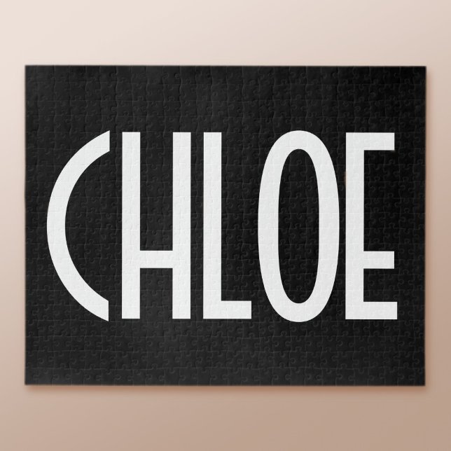 Quebra-cabeça Seu Nome, Texto Branco Negrito | Preto (Criador carregado)