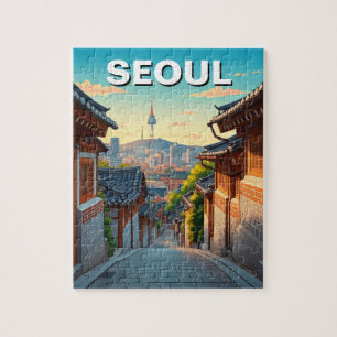 Quebra-cabeça Seul Bukchon Coreia do Sul Sunset