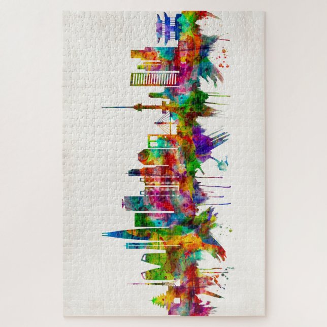 Quebra-cabeça Seul Coreia do Sul Skyline (Vertical)