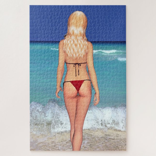 Quebra-cabeça Sexy Blonde Bikini Girl (Vertical)