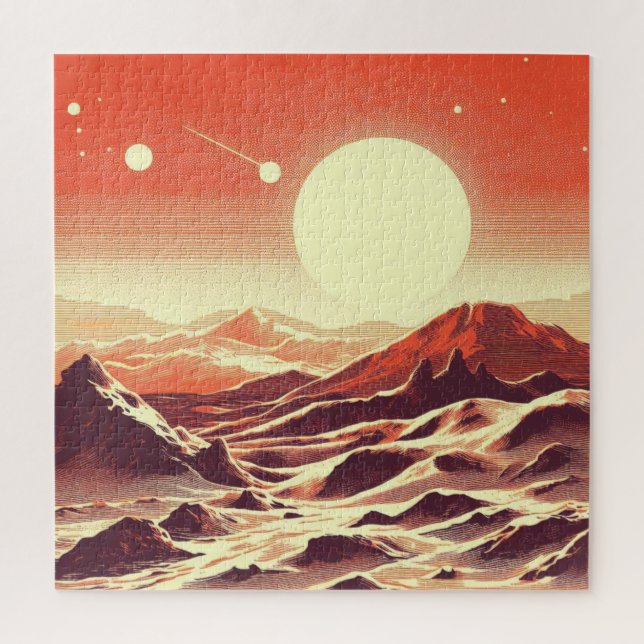 Quebra-cabeça SF Martian Landscape Woodcut (2) (Vertical)