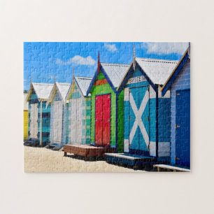 Quebra-cabeça Shacks coloridos na praia de Melbourne