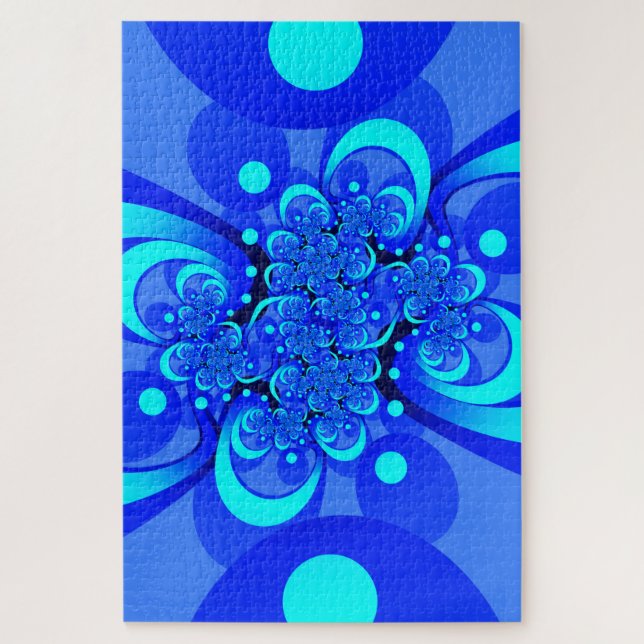 Quebra-cabeça Shades of Blue Modern Abstract Fractal Art (Vertical)