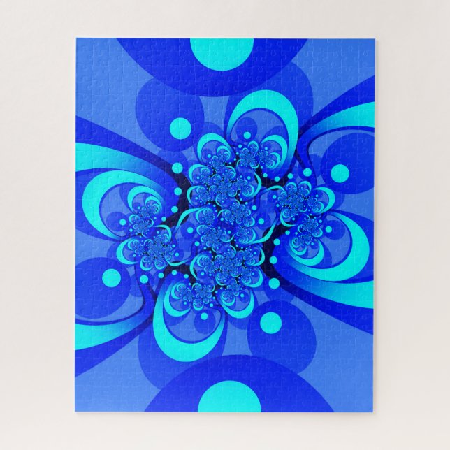 Quebra-cabeça Shades of Blue Modern Abstract Fractal Art (Vertical)