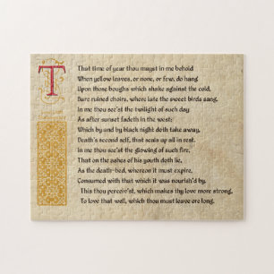 Quebra-cabeça Shakespeare Sonnet 73 (LXXIII) em pergaminho