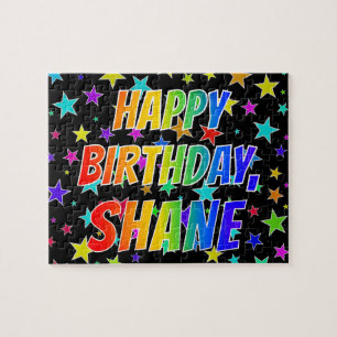 Quebra-cabeça "SHANE" Primeiro Nome, Diversão "FELIZ ANIVERSÁRIO