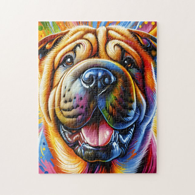 Quebra-cabeça Shar-Pei Chinês - Retrato de Cachorro Acrílico - I (Vertical)