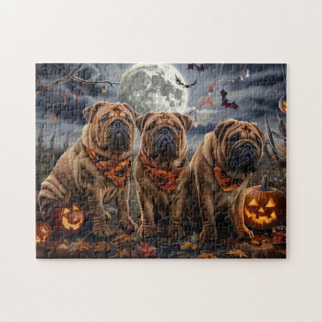 Quebra-cabeça Shar Pei Halloween Spooky (Horizontal)