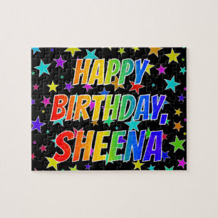 Quebra-cabeça "SHEENA" Primeiro Nome, "FELIZ ANIVERSÁRIO"