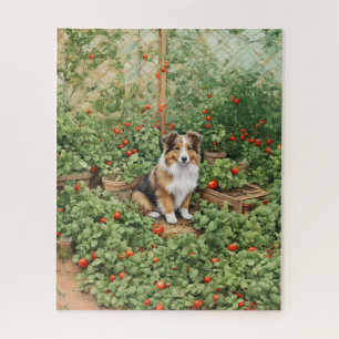 Quebra-cabeça Sheltie Tomato Garden Guardian