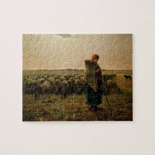 Quebra-cabeça Shepherdess com seu Flock, 1863