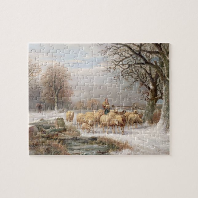 Quebra-cabeça Shepherdess com seu rebanho em uma paisagem do (Horizontal)