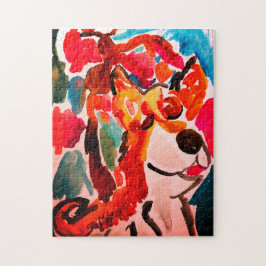 Quebra-cabeça Shiba Inu cherry Japen blossom 