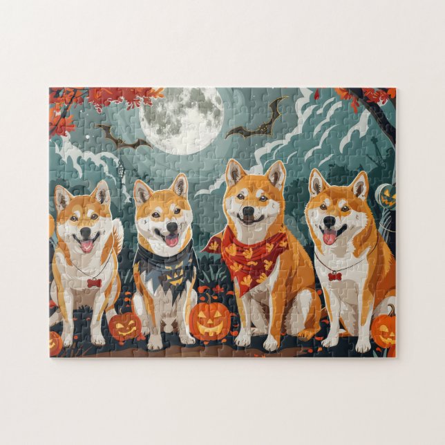 Quebra-cabeça Shiba Inu Halloween Spooky (Horizontal)