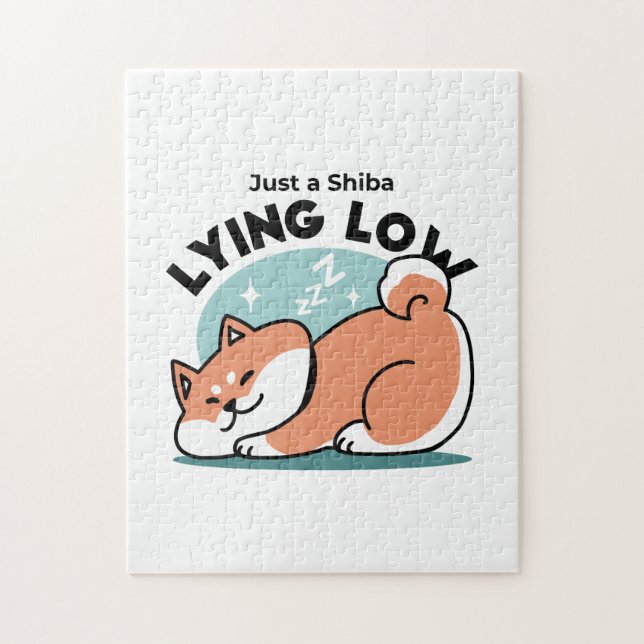 Quebra-cabeça Shiba Inu Relaxa Arte: Apenas uma Shiba Mentira Ba (Vertical)
