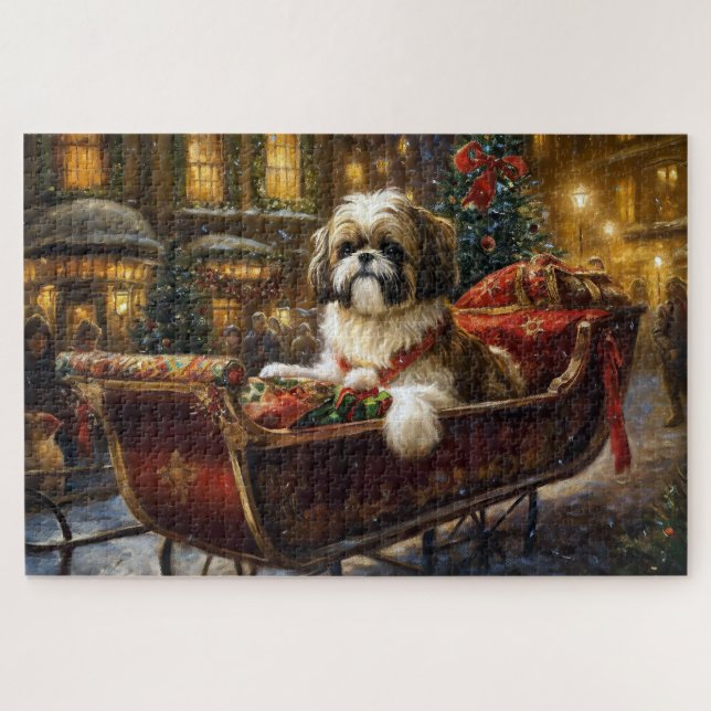 Quebra-cabeça Shih Tzu Christmas Fesason Season (Horizontal)
