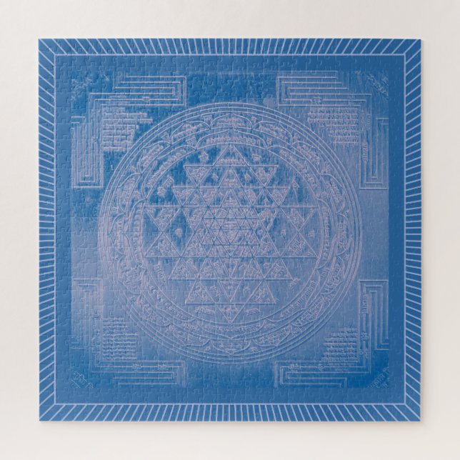 Quebra-cabeça Shri Yantra Mandala: Blue (Vertical)