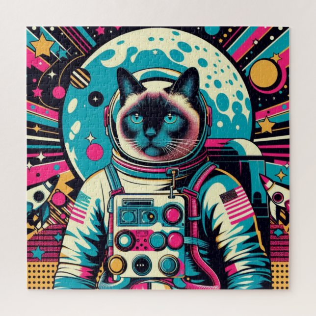 QUEBRA-CABEÇA SIAMESE CAT-ASTRONAUT 8 (Vertical)