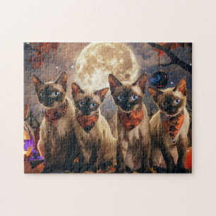 Quebra-cabeça Siamese Cat Halloween Spooky