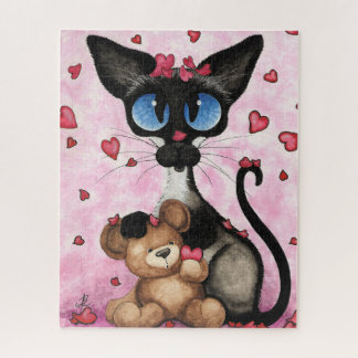 Quebra-cabeça Siamese Cat Valentines Day by Bihrle