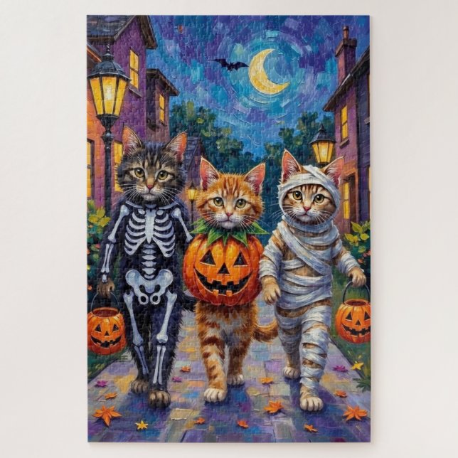 Quebra-cabeça Siberian Cats Trick-or-Treating Halloween Costumes (Vertical)
