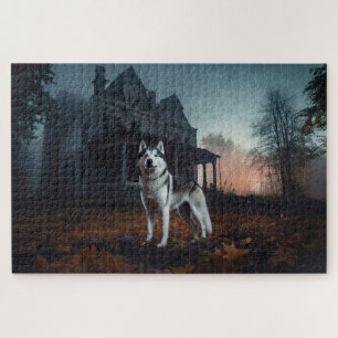 Quebra-cabeça Siberian Husky Dia das Bruxas Assustador