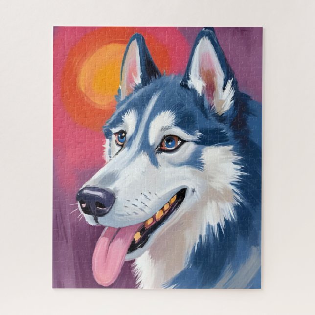 Quebra-cabeça Siberian Husky | Dog Portrait Painting (Vertical)