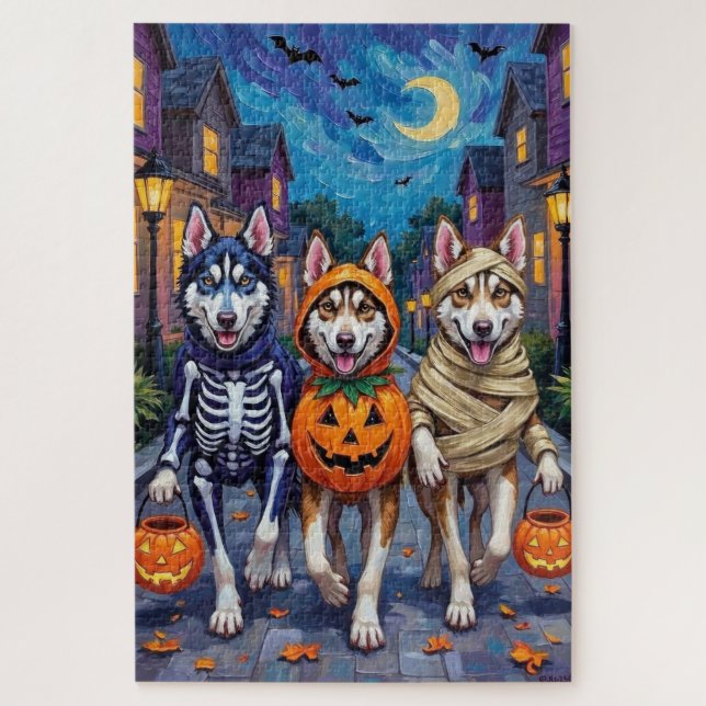 Quebra-cabeça Siberian Husky Trick-or-Treating Halloween Costume (Vertical)