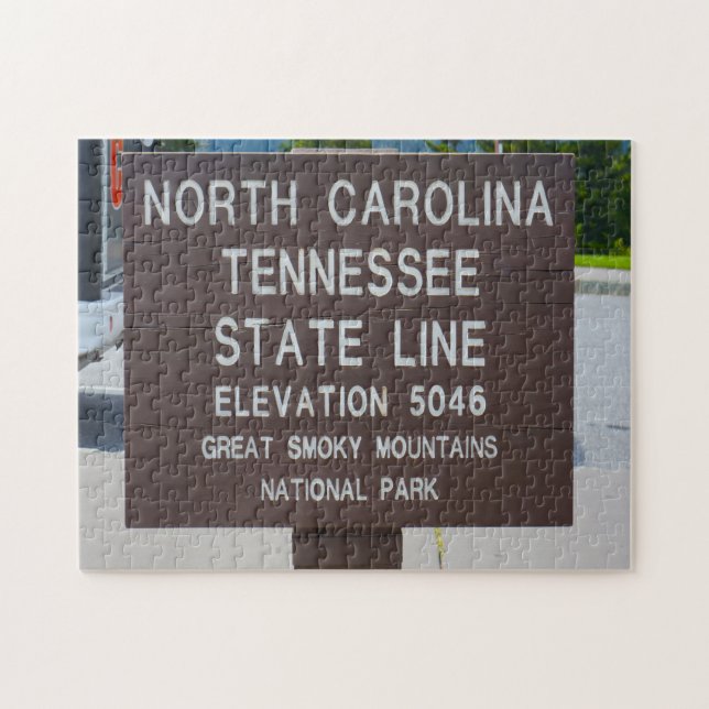 Quebra-cabeça Sigpost State Line Tennessee. (Horizontal)