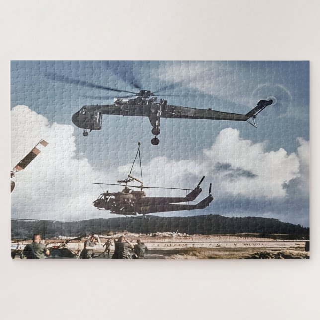 Quebra-cabeça Sikorsky Skycrane Carregando Dois Huys (Horizontal)