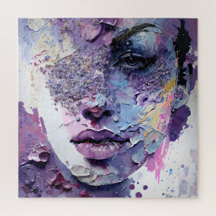 Quebra-cabeça "Silêncio Cristalino" - Um Retrato Roxo