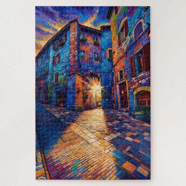 Quebra-cabeça Silent Alley Colorful Assisi Art Jigsaw Puzzle (Vertical)