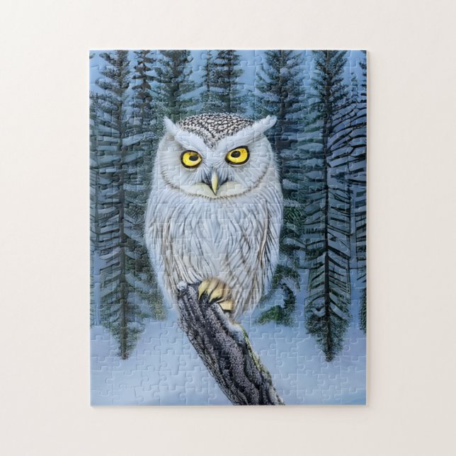 Quebra-cabeça Silent Watch - Northern Winter Woods Grey Owl (Vertical)