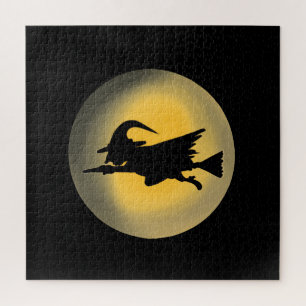 Quebra-cabeça Silhouette de Bruxa Malvada Voadora
