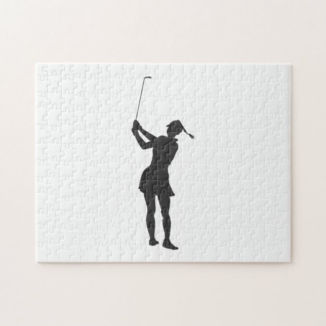 Quebra-cabeça Silhouette de uma mulher jogando golfe (Horizontal)