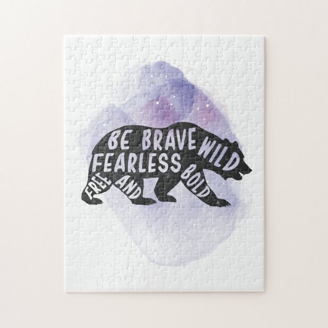 Quebra-cabeça Silhouette do Urso de Florestas Montanhosas (Vertical)