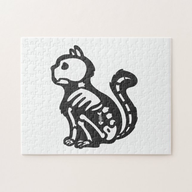 Quebra-cabeça Silhueta de desenho de gato - Escolher cor de trás (Horizontal)