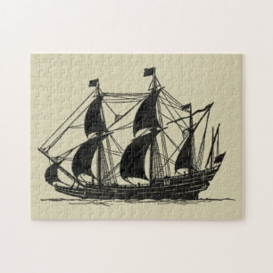Quebra-cabeça Silhueta de navio com velas para barrar