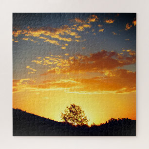 Quebra-cabeça silhueta de pôr do sol