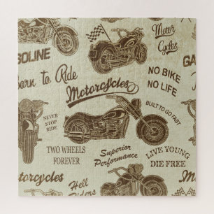 Quebra-cabeça Silhuetas de motocicletas Vintage: moto sem costur