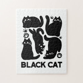 Quebra-cabeça Silhuettes de Gato Negro - Design de Felino Cinto