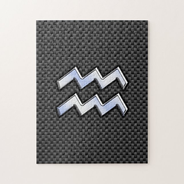 Quebra-cabeça Silver Aquarius Símbolo Zodiac Estilo de Fibra Car (Vertical)