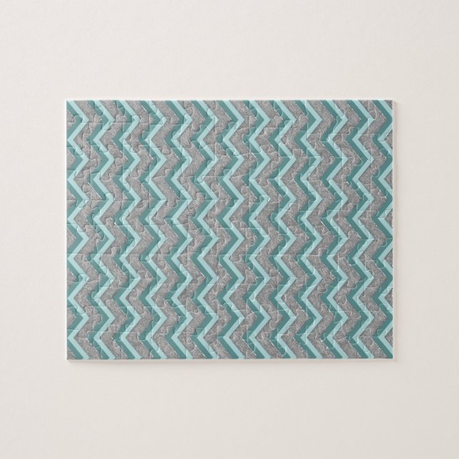 Quebra-cabeça Silver Foil e Teal ZigZag (Horizontal)