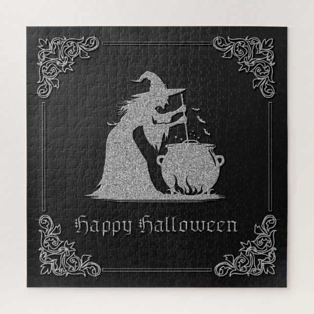 Quebra-cabeça Silver Witch e Cauldron Halloween (Vertical)