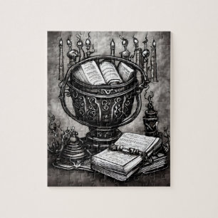 Quebra-cabeça Silvery Steampunk Cauldron Spellbooks and Potions