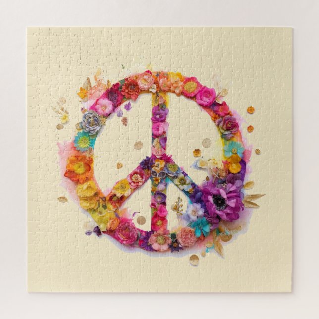 Quebra-cabeça Símbolo da Paz Boho Hippy 60s 70s (Vertical)