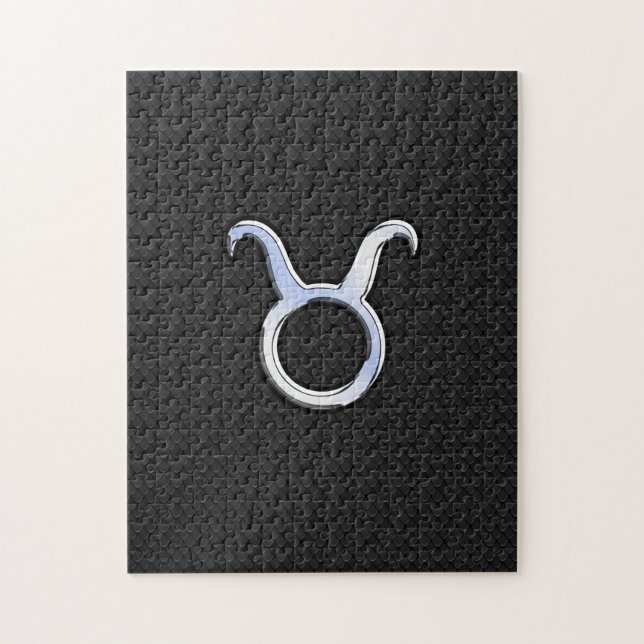 Quebra-cabeça Símbolo De Cromo Silver Como Taurus Zodiac (Vertical)